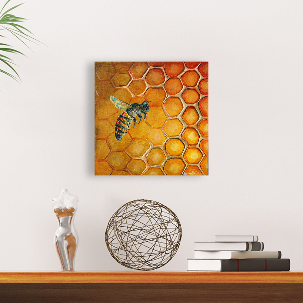 Bee painting in cozy room