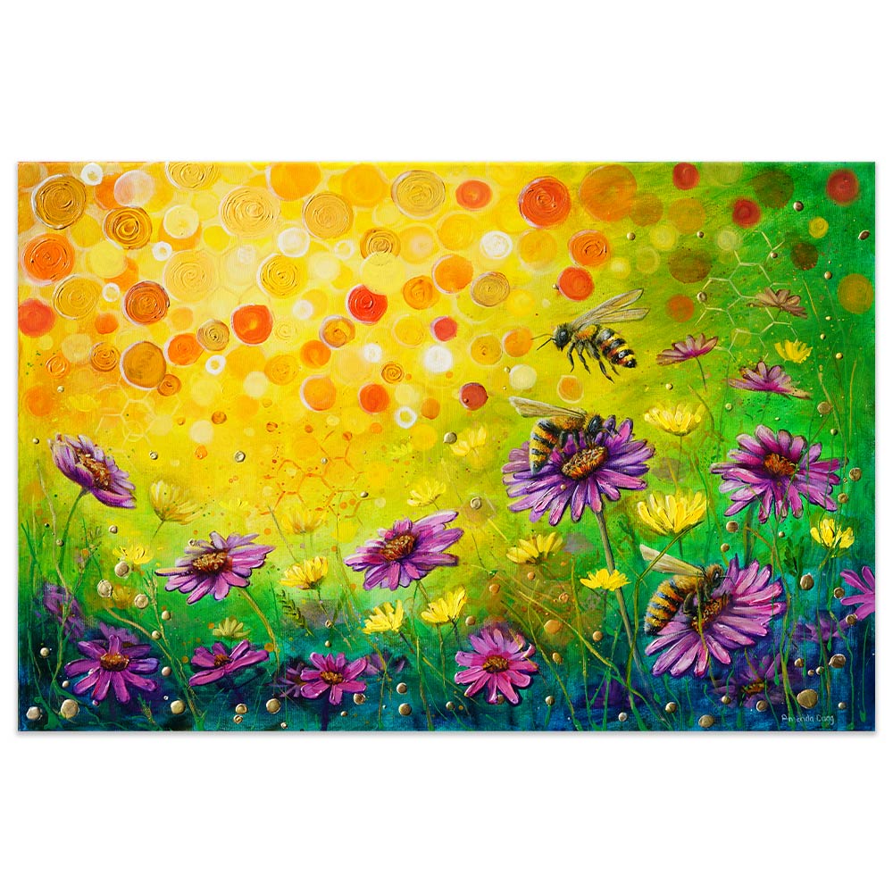 Honeybee's Paradise: colorful oil painting