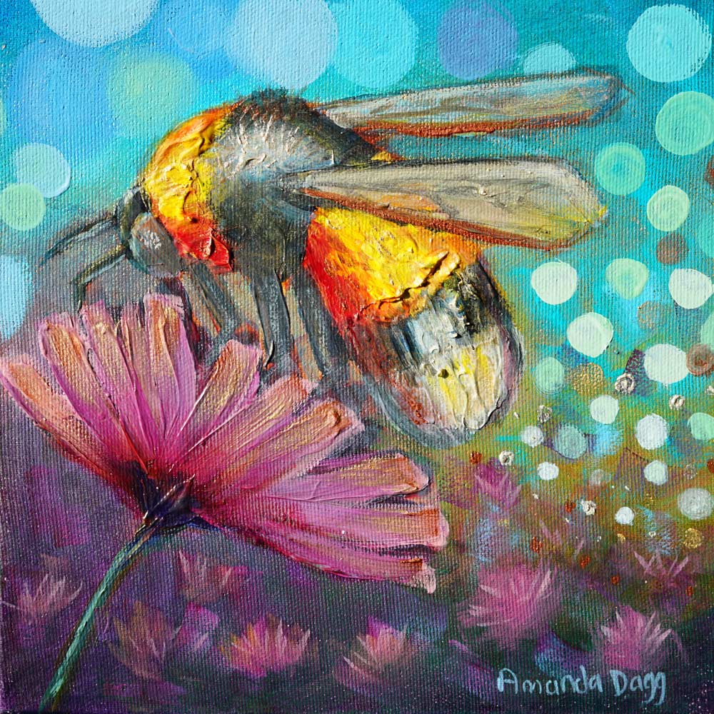 Moonlit Bee Original Oil Painting