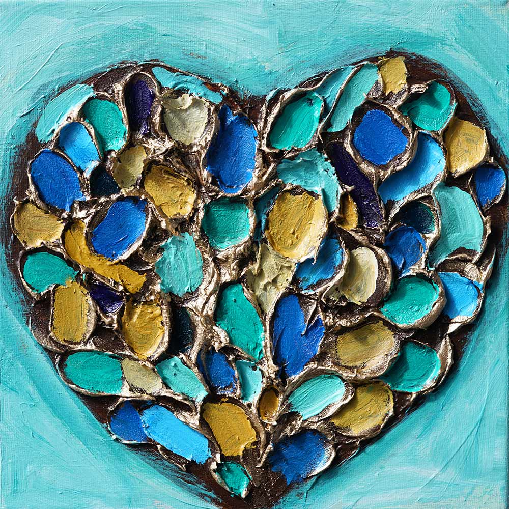 "Mosaic Heart" - Original 10x10" Acrylic Painting by Amanda Dagg