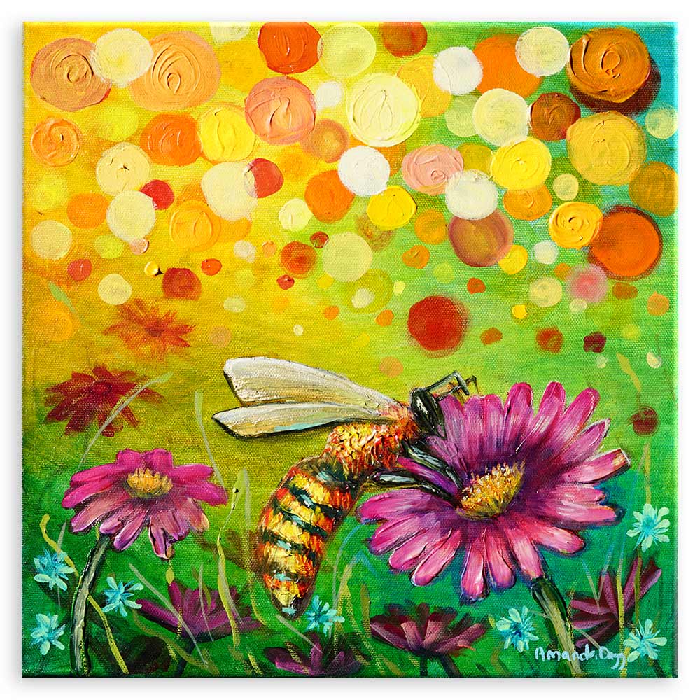 Colorful bee and flower painting