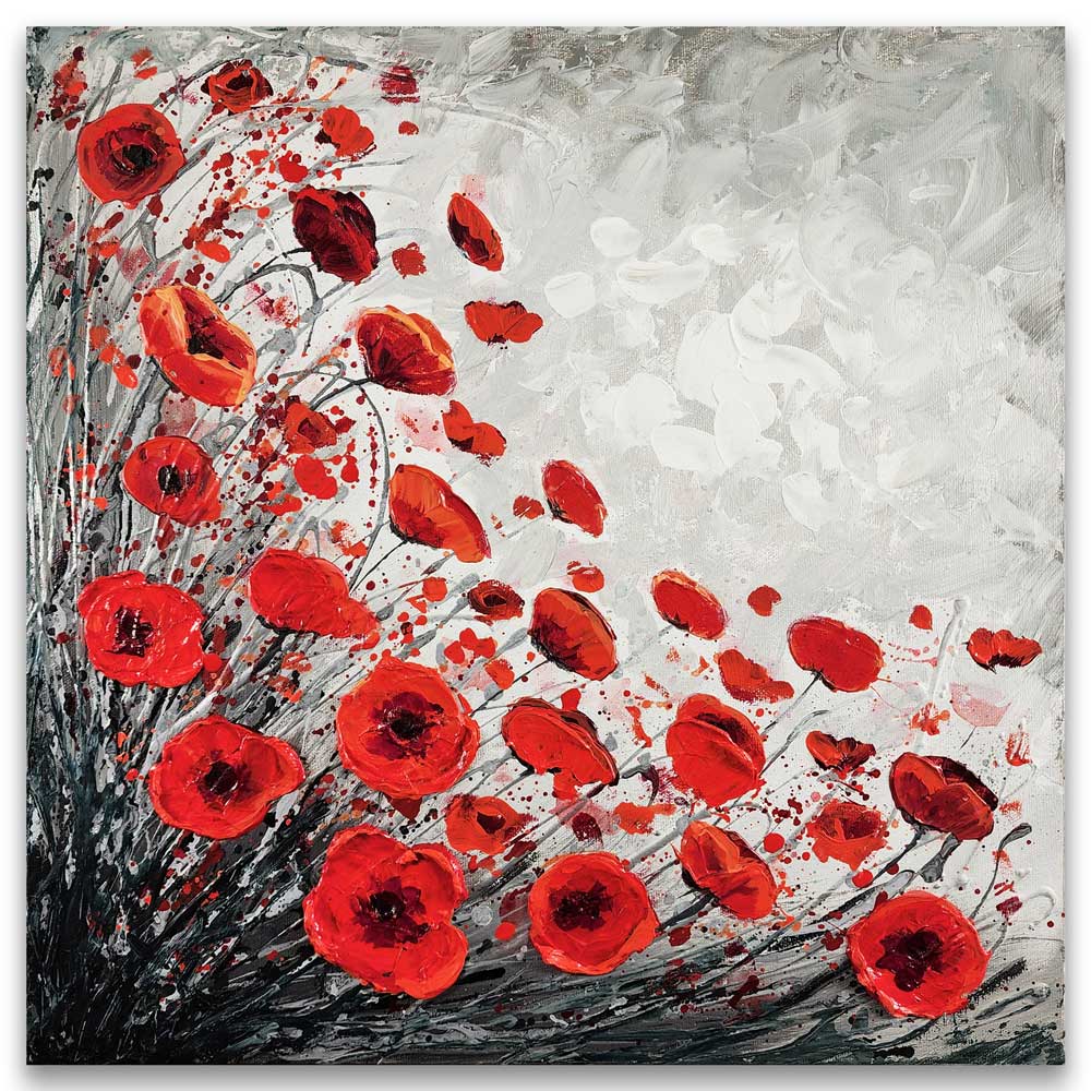 Poppy Joy: Red flowers on grey