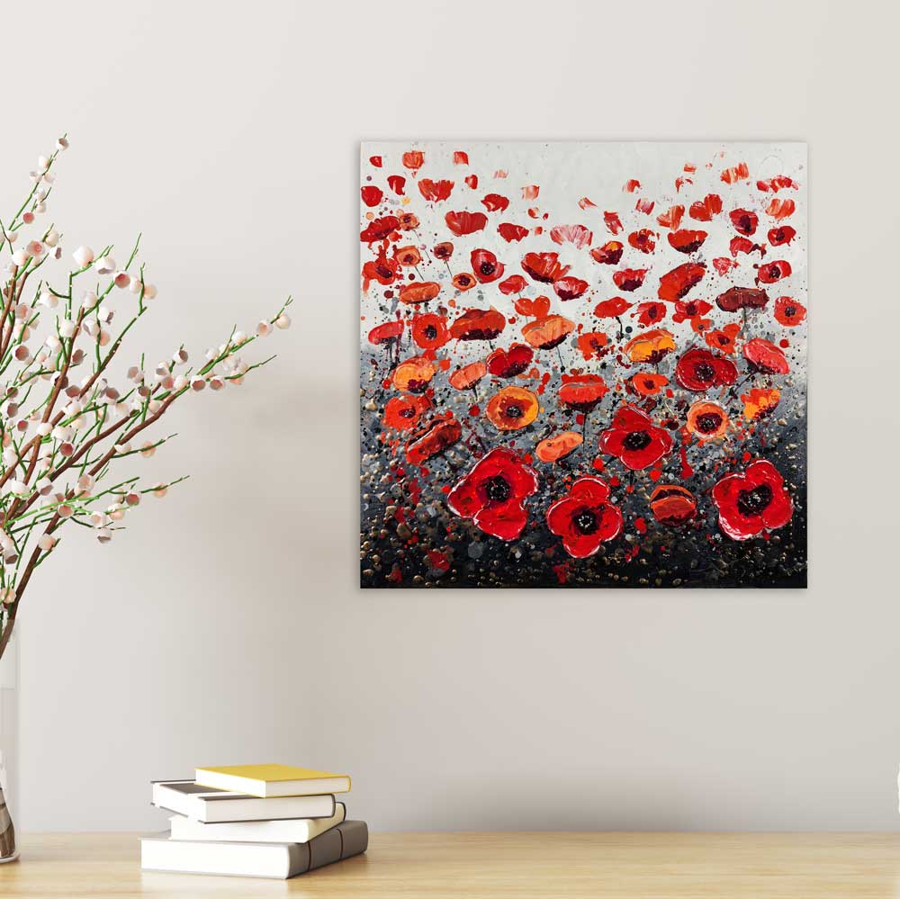 Poppy painting in dining room