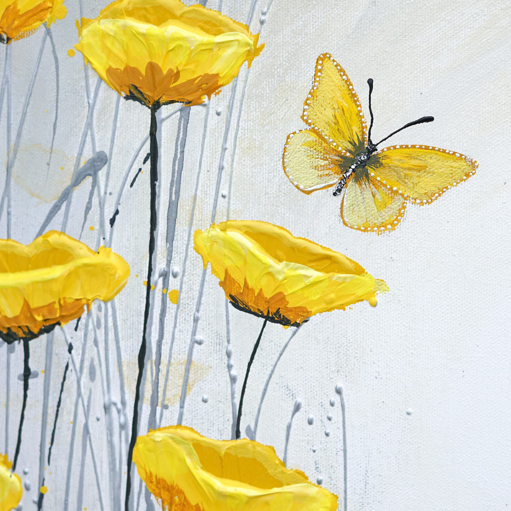 Yellow butterfly detail on grey