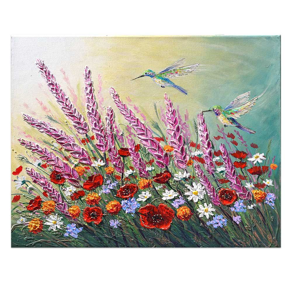 Summer Joy: Flowers with hummingbirds