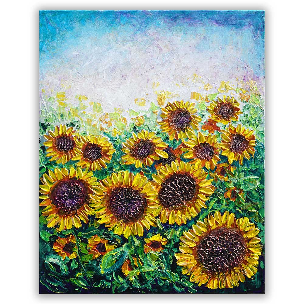 Sunflower Celebration: Textured acrylic painting