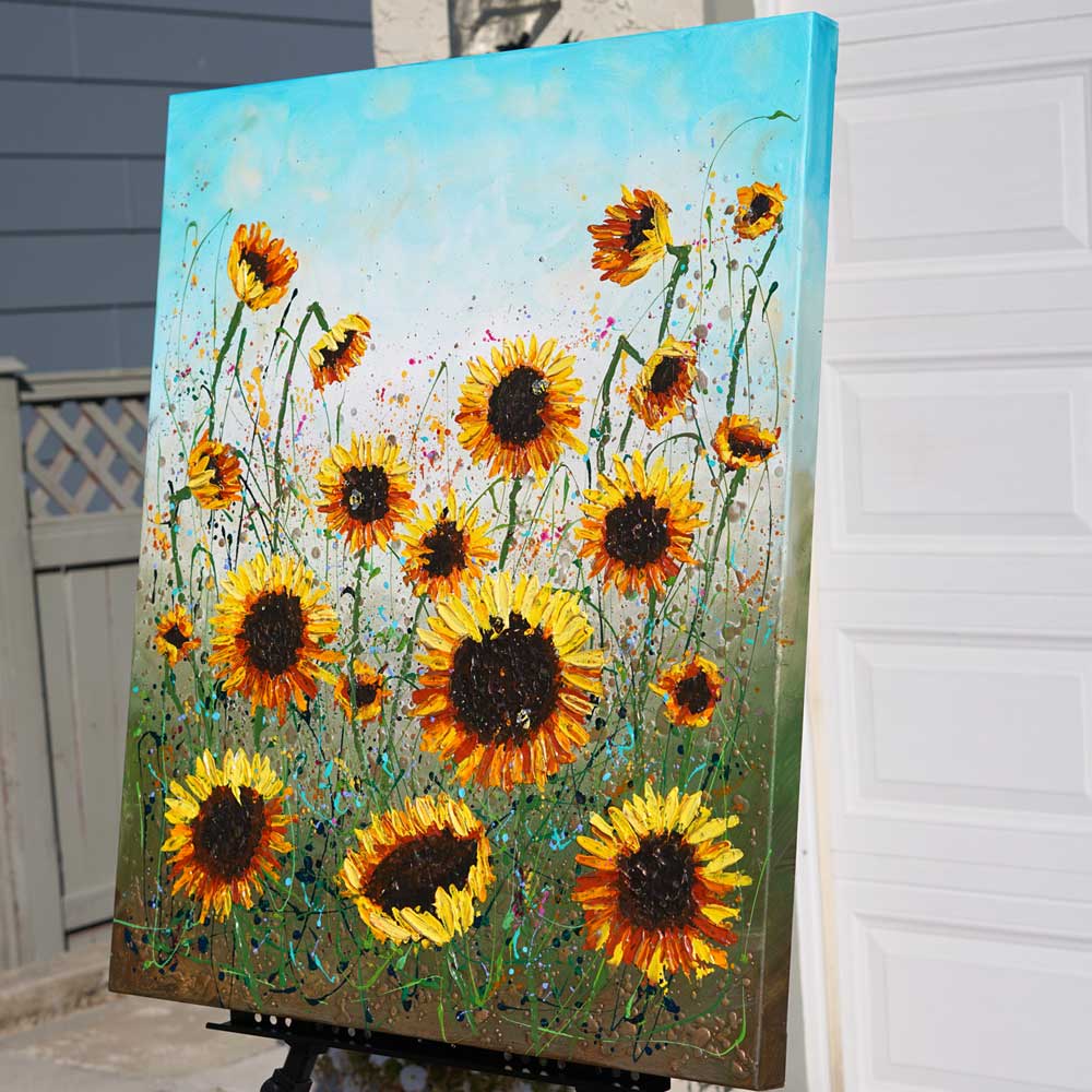 Side profile of Sunflower Joy canvas