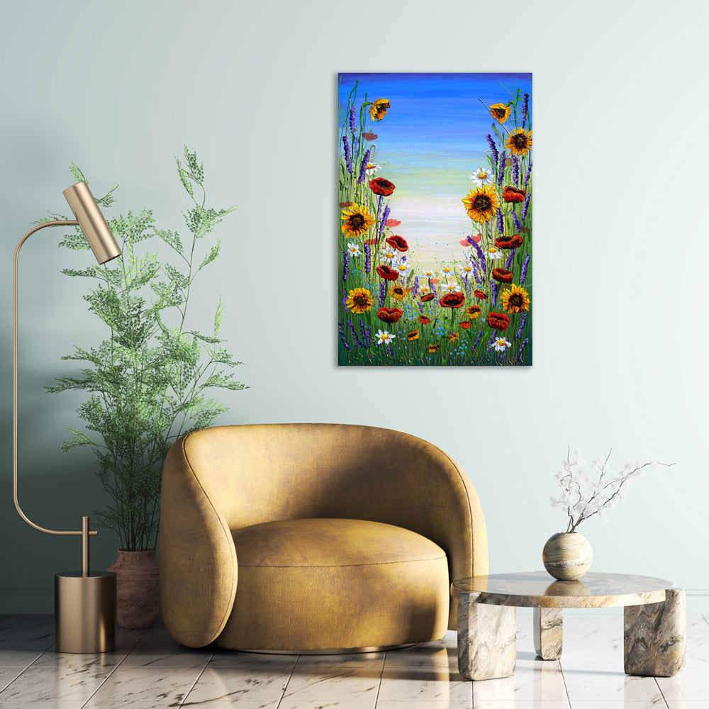 Wildflower painting enhancing interior space